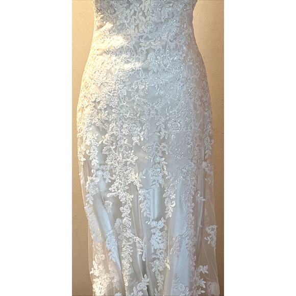 Stella York Wedding Dress Size 12 Ivory Lace Fit & Flare Illusion Neckline Chape - Picture 4 of 13